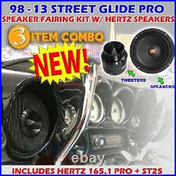 For 1998 13 Harley Street Glide Pro Speaker Fairing Kit + Hertz Sv165.1 + St25