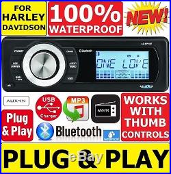 For 1998-2013 Harley Touring Waterproof Bluetooth Mp3 Aux Radio Stereo