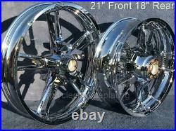 Harley Chrome Enforcer 21 Front 18 Rear Wheels Tire Rotors 09-21 Street Glide