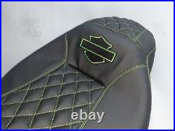 Harley-davidson 2011-2020 Street/road Glide Seat Cover Green Stitching Logo