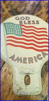 Original 1940s Accessory License Plate CAR Topper US FLAG GM Ford Chevy rat hot