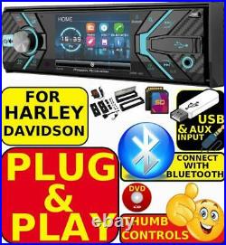 Plug'n Play For 98-13 Harley 3.4 Screen Cd/dvd Bluetooth Usb Aux Stereo