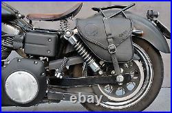 Saddle Bag For Harley Davidson Dyna Street Bob Wide Glide Italian Leather