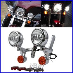 Turn Signal LED Spot Fog Light Bracket For Harley Electra Street Glide FLHX FLHR