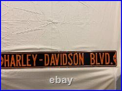 Vintage Harley Davidson BLVD Sign Dealer Street Metal black orange 42 x 6